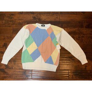 Christian Dior Monsieur Multicolor Pastel & Cream Argyle Sweater, Size Large
